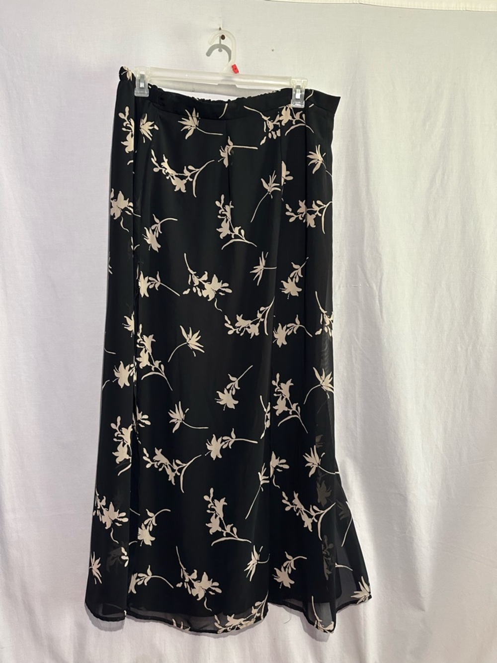J.B.S. Black Maxi Skirt with Cream Floral Print